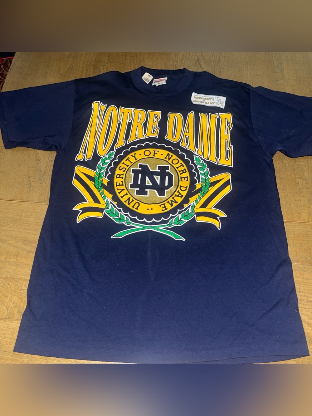 Notre Dame XL Short Sleeve Tee Blue & Gold Shirt NEW